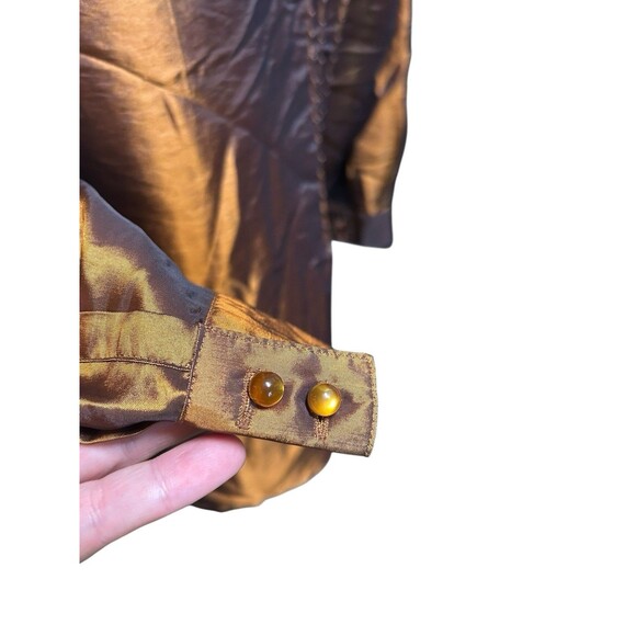 Coldwater Creek Iridescent, blouse  bronze metallic Beads 2X Whimsygoth Fairy - Picture 4 of 9